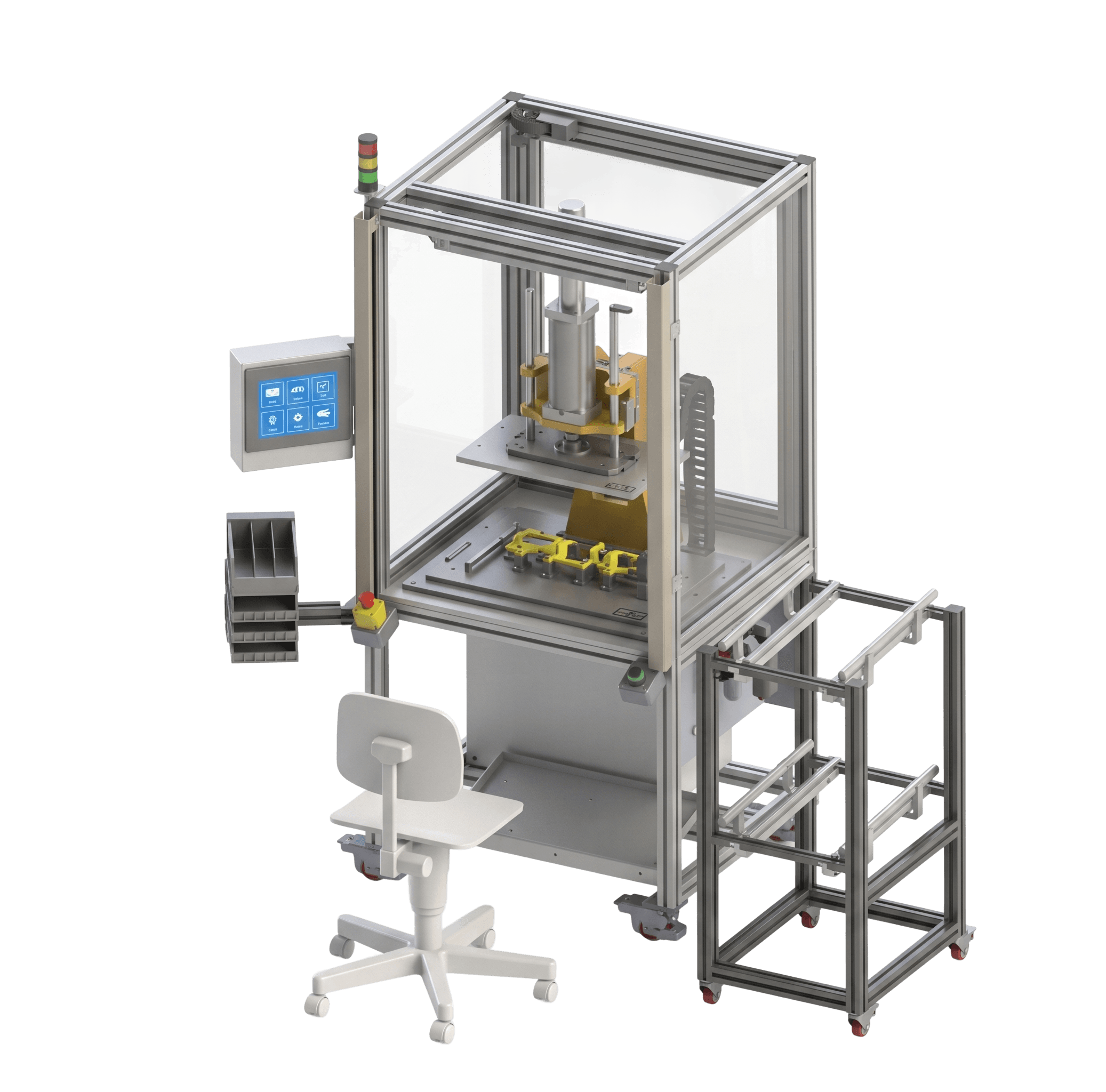 Press station with force and displacement measurement
